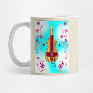 Floral Guitar bodied Hurdy-Gurdy Mug